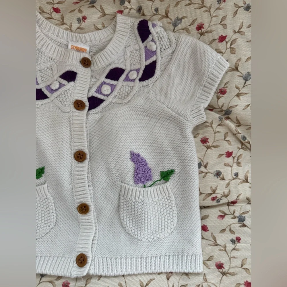 Hand Embroidered Lilac Gymboree Cardigan 12-18 months Cotton